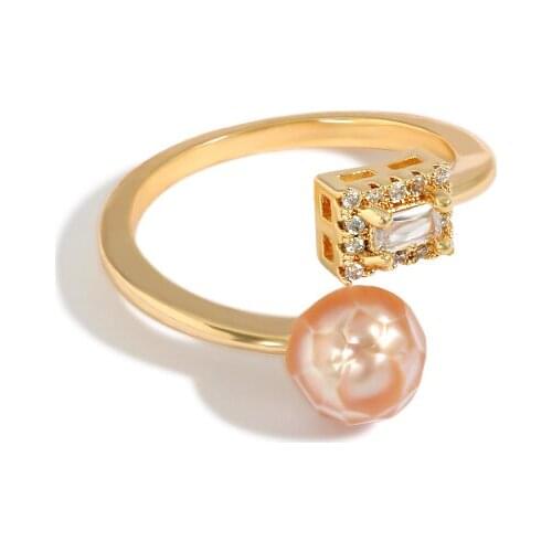 Kfvanfi 2021 New Exquisite Pearl Ring Fashion Temperament Simple Versatile Ring Elegant Womens Jewelry