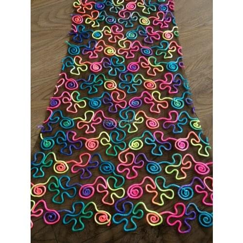 Colorful nets Rose dress fabricChristmas day party item luxury Home textile embroidery fabricembroidery cloth fancywork dreamer