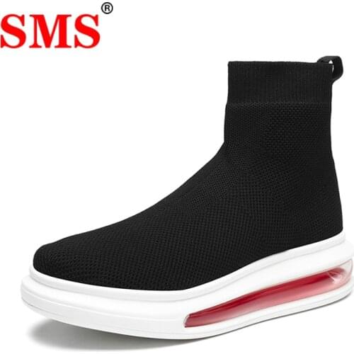 Sock Shoes Breathable High-top Women Running Shoes Flats Fashion Sneakers Stretch Fabric Slip-On Ladies Shoes Zapatillas Mujer