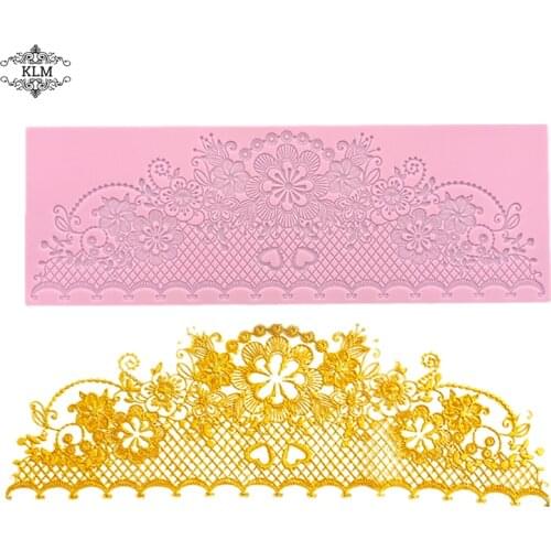 KLM lace silicone bakeable mold embossing mat cake decoration tools cake border silicone mold lace kitchen baking supplies