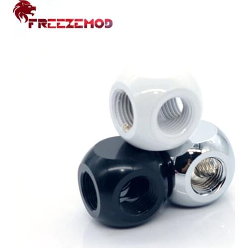 FREEZEMOD Tripple Way Cube Type Brass 3-way Adapter G1/4" Thread Water Cooling Fitting Connection MOD Cooler HDTD-3STB