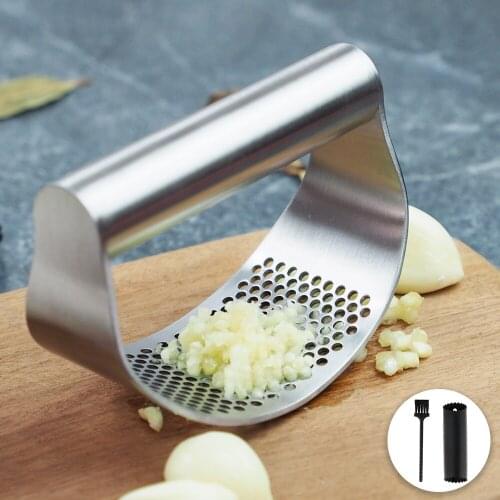 Multifunctional Manual Garlic Press Curved Garlic Grinding Slicer Chopper Stainless Steel Garlic Presses Cooking Gadgets Tool