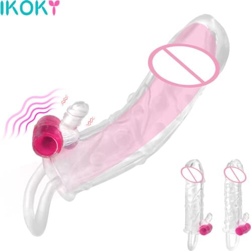 Reusable Condom Enlargement G-spot Cock Sleeve Delayed Ejaculation Penis Sleeve Vibrator Penis Rings Sex Toys For Men