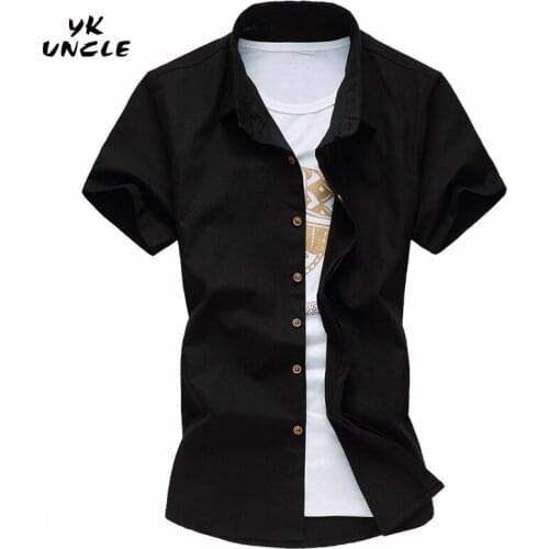 YK UNCLE Brand 2017 Summer Fashion Style Shirt Men Short Sleeve Oversized Classic Solid Shirts Plus Size Shirt for Man Clothes