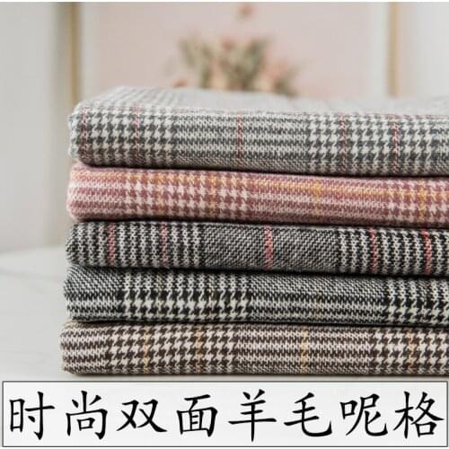 Autumn Winter Thickened Double-sided Plaid Cashmere Fabric Solid Color Woolen Cloth Overcoat Jacket Pants Dress Clothing Fabric