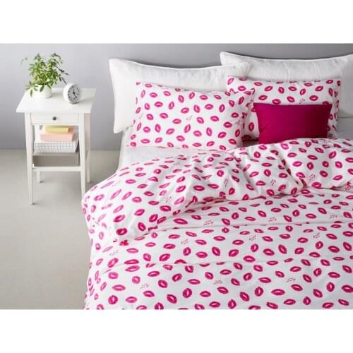 Pastoral Duvet Cover Sets Without Comforter 100% Cotton Reactive Printing Kiss Me Lip Printed 2 Colors Mikasa 4pcs BedClothes
