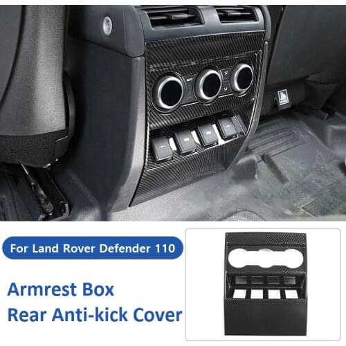 For Land Rover Defender 110 130 2020 ABS Carbon Fiber Armrest Box Rear Anti-kick Cover Car Accessory