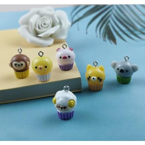 10PCS Tiger Koala Sheep Monkey Animals On Cake Cupcake Charm Resin Food pendants For Jewelry & Crafts Sprinkles Cupcake Charms
