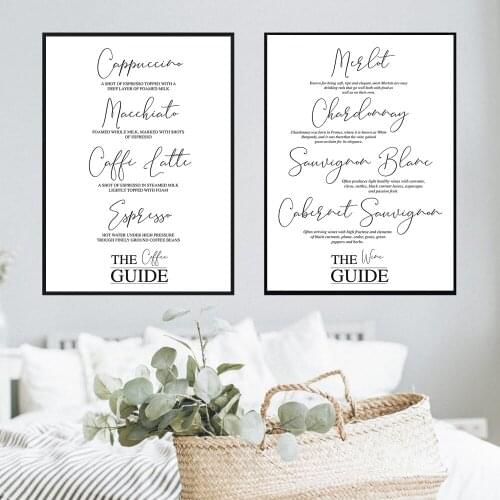 Home Coffee Guide Quote Posters and Prints Funny Gifts Modern Paintings on The Wall Pictures Restaurant Home Decoration