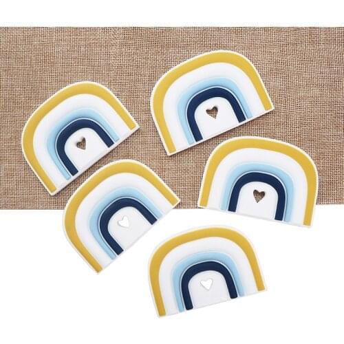 Chenkai 10PCS Silicone Rainbow Teethers Food Grade Baby Cartoon Pacifier Shower Teething Nursing Toy Gift Accessories BPA Free