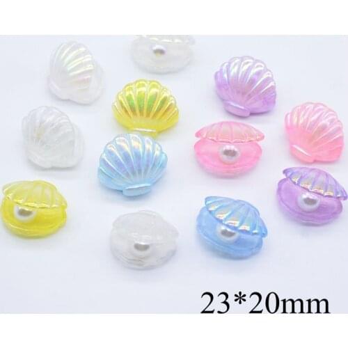 10Pcs/lots Flatback Resin Pearl Sequin Shell Home Decor Resin Cabochon for Phone Decoration Hair Bow DIY Scrapbook Embellishment
