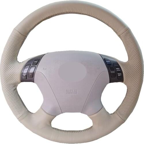 Hand Sewing Car Steering Wheel Cover Wrap Beige For Honda Accord 7 2003 - 2007 Odyssey 2005 - 2010 Elysion 2012-2015 (4 spokes)