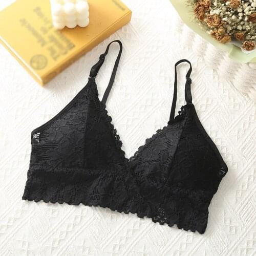 Sexy Seamless Bras Deep V Wireless Underwear French Style Lace Bra Women Bralette Girls Lingeries