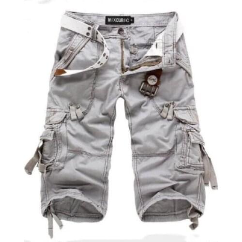 Summer Cargo Shorts Men Casual Workout Military Army Mens Shorts Multi-pockets Calf-length Short Homme Mens Clothing