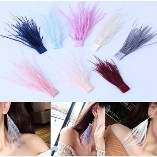 Ostrich feathers 10 cm long DIY ostrich cloth feather strips Long fringe earrings with feather material ear accessories