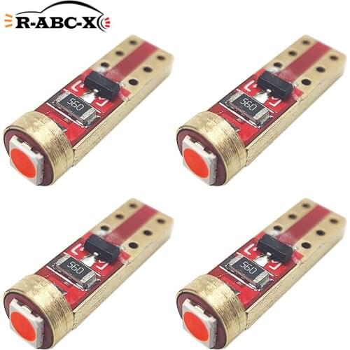 RUIANDSION 4Pcs T5 5mm W3W W1.2W 12V LED Car Panel Light Dashboard Warming Bulb Auto Mini Signal Wedged 3030SMD Red Pink Purple