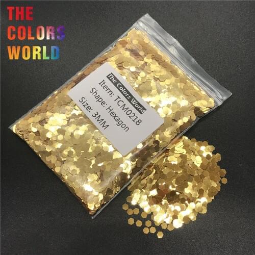 TCM0218 Gold Color Metallic Luster Hexagon Shape Nail Glitter Nail Art Decoration Makeup BodyGlitter Henna Handwork Material DIY
