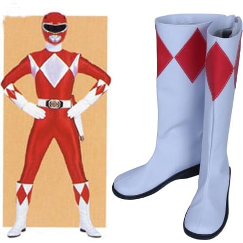 Tyranno Ranger Prince Geki Red Cosplay Boots Shoes Movie Party Cosplay Boots Custom Made for Men Shoes