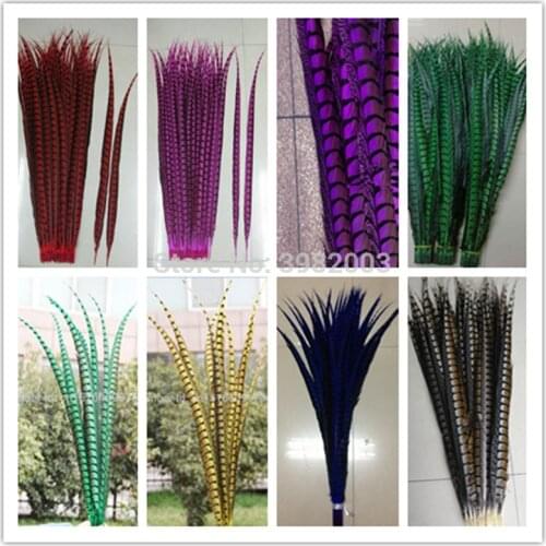 Gorgeous 50pcs/lot 80-90 cm/32-36 inches Natural Lady Amherst Pheasant Tail Feathers Carnival Costume Party Decor
