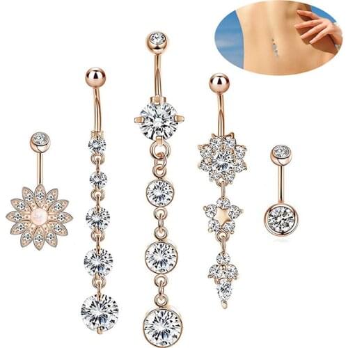 Zircon Stainless Steel Belly Button Rings Navel Pircing Ombligo Body Jewelry for Women New Fashion Belly Ring Accesorios Gifts