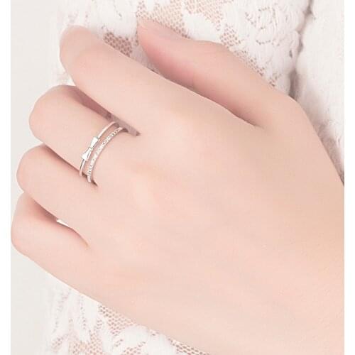Simple style silver ring girl 925 sterling silver bow ring opening design adjustable size solid silver ring female charm jewelry