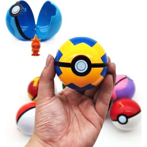1pc Pokeball contains a little elf 7cm PVC Pokemon figures Pikachu Jenny Turtle Mewtwo Anime Figure Dolls Toy For Children Gift