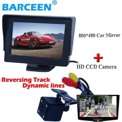 Glass lens material hd lcd car backup camera 170 degree + Dynamic track line with 4.3" car monitor 2 in 1 universal set
