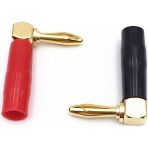 20PCS Soft Tube Right Angle Banana Plug Audio Speaker Screw Banana Golden Plated 4mm Banana Connector