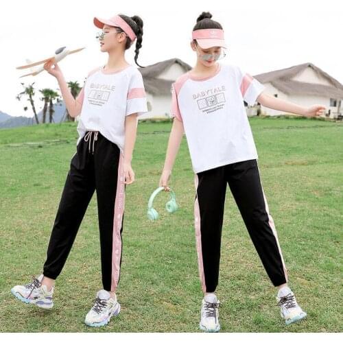 2021 Summer Girls Clothing Sets Girls Short Sleeve T-shirt+Casual Pants Teen Girl Clothes 8 10 12 14 Years Back to School Outfi