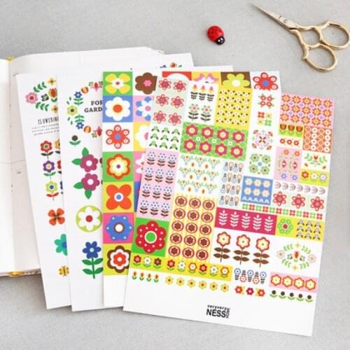 4Sheets/Pack Colorful Petals Scrapbooking Adhesive Paper Stickers Set Stationery DIY Craft Decoration Household Supplies