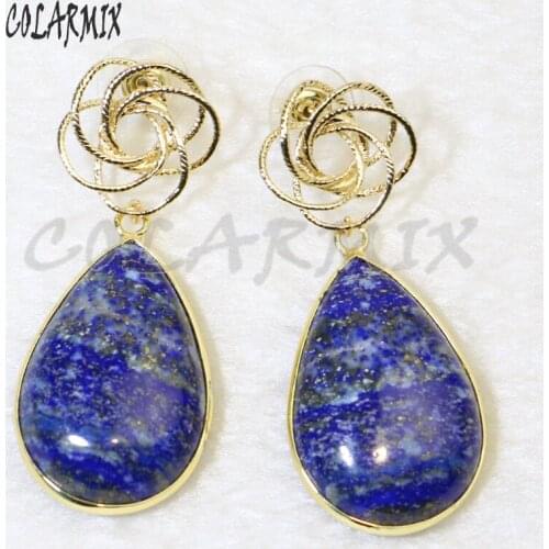 4Pairs Natural Blue stone earrings drop shape earrings long drop earrings fashion jewelry earrings gift for lady 9457