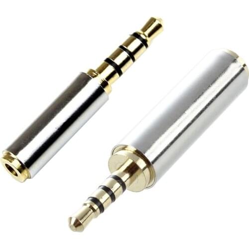 2 Pcs Headphone Jack Adapter Converter Gold 2.5mm Male to Female Audio 3.5mm & 3.5mm Male to 2.5mm