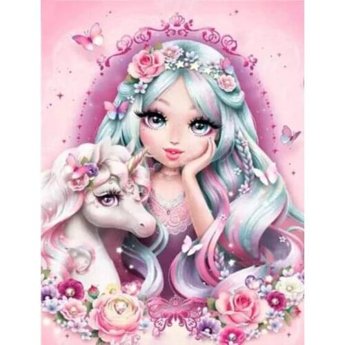 5D Diy Diamond Painting Full Square Round Drill Embroidery"girl and Unicorn"picture Diamond Mosaic Cross Stitch Home Decor Gifts