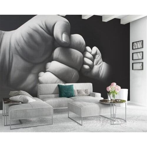 Beibehang Custom wallpaper hand drawn black and white fist 3d tv backdrop Wall Living room bedroom background mural 3d wallpaper