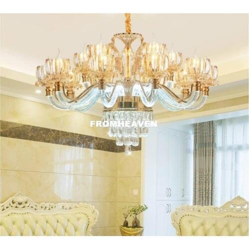 Free Shipping Crystal Chandeliers Living Room Light Luxurious Modern Restaurant Ceiling Chandelier Blue French Led Crystal Lamps