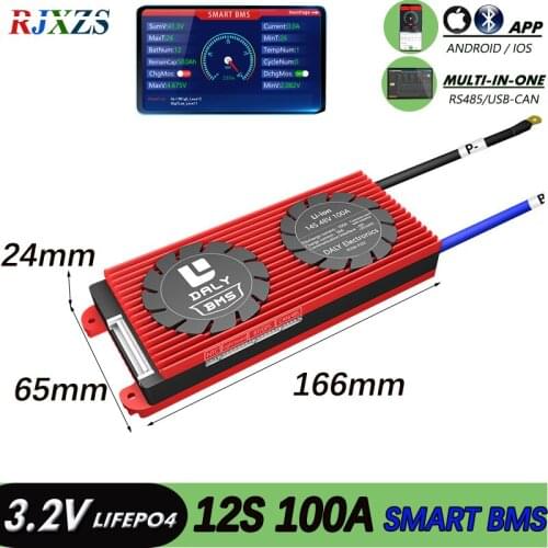BMS 12S 100A active bms LiFePO4 smart bms pcm with android bluetooth-compatible app UARTbms wi software (APP) monitor