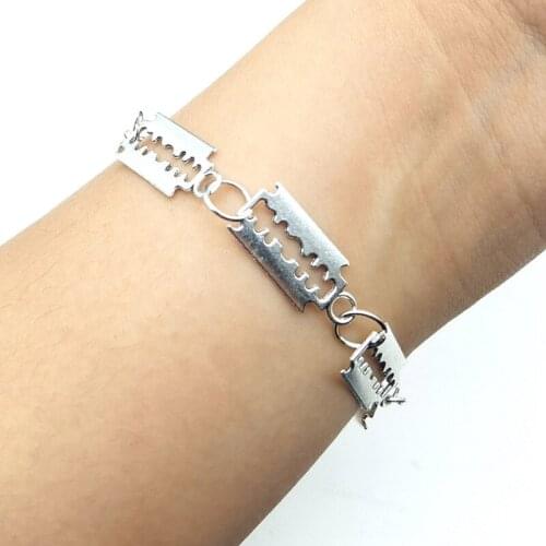Punk Industrial Wind Razor Blade Bracelet Personality Design Hip-hop Gothic Bracelet Trend Men Street Motorcycle Party Jewelry