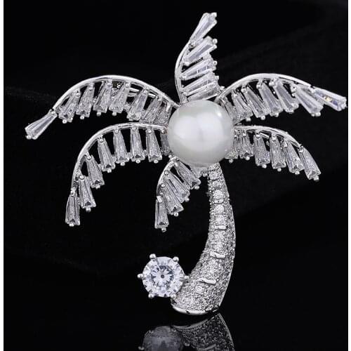 Red Trees Brand Fashion Luxury Zircon Coconut Tree Brooch For Men and Women Christmas / New Year Gift Drop Shipping With Box