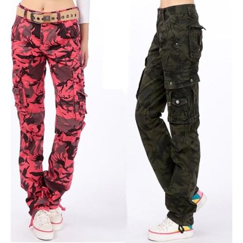Women Loose Multi-pocket 3D Print Camouflage Army Military Cargo pants Casual Sportswear Straight Plus Size 38 Trousers