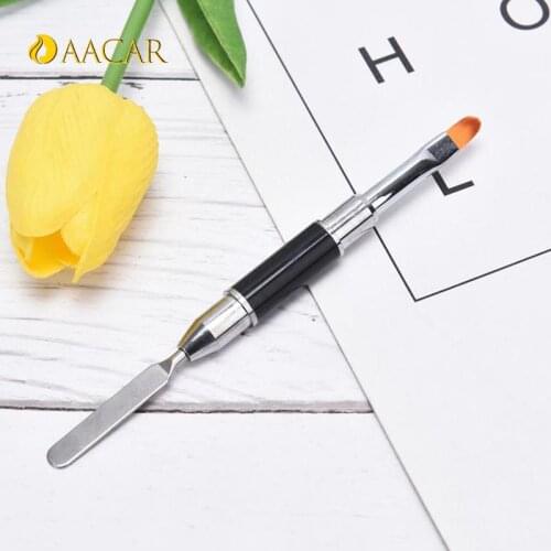 2-In-1 Double-Ended Nail Tool, Nail Pen Brush And Picker Stainless Steel Gel Color Bar Flower Brush Dual-Use