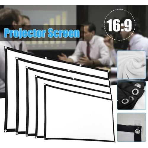 ZK20 60/72/84/100/120/150inch 3D HD Projector Screen 16:9 Anti-Crease Projection Movies Screen For Home Outdoor With Pack Hooks