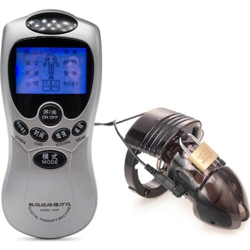 Electric Pulse Penis Massager Silicone Cock Lock Penis Cage Male Chastity Urethral Lock Ring Masturbation Sex Toys for Men