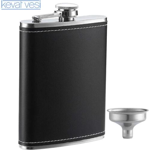 8Oz Embossed Hip Flask Exquisite Wine Bottle Russian Liquor Bottle Whiskey Alcohol Bottle Leather Cover Bottle + Funnel Gift