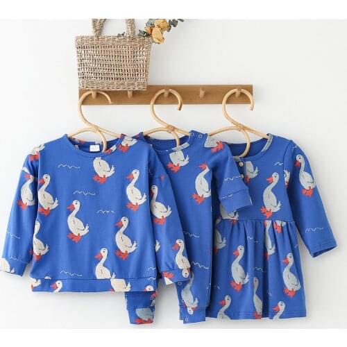 Family Look Big Sister little Brother Tshirt + Pants Children Matching Clothes Sets Girls Dress Boy Sweater Sleepwear Outfits