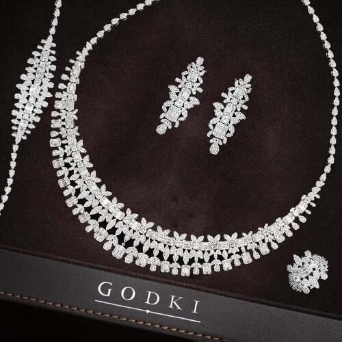 GODKI Famous Brand 2019 Charms Wedding Jewelry Sets Making Jewelry Sets For Women Statement Necklace Earrings Accessories