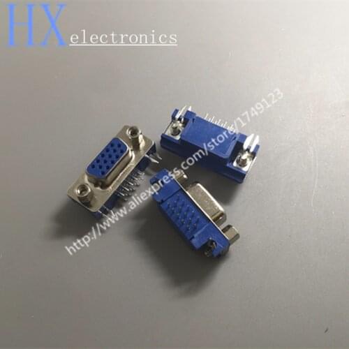 Hot sale 10PCS VGA Connector DB15 DR15 HDR15 female socket 3.08 cm 15P triplex row bend legs