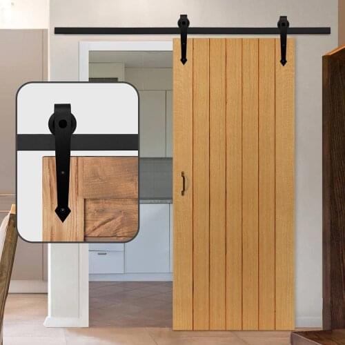 HACCER 1210-4840mm Sliding Barn Door Hardware Kit Arrow Shaped Wood Door Track Roller Closet Hardware for Single Door