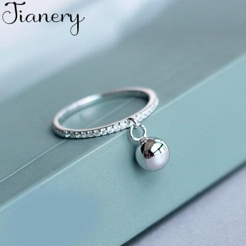 JIANERY Luxury Brand Silver Color Beads Crystal Rings For Women Wedding Engagement Jewelry Girls Open Finger Rings