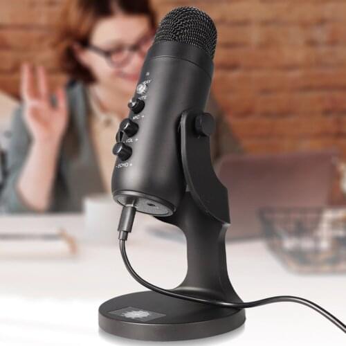 USB Microphone Condenser Mic for Computer Laptop Gaming Live Broadcast Karaoke Recording Studio Private Model Tape Monitoring