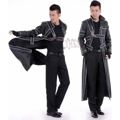 Athemis Sword Art Online Kirito leather Cosplay Costume custom made jacket or accessories